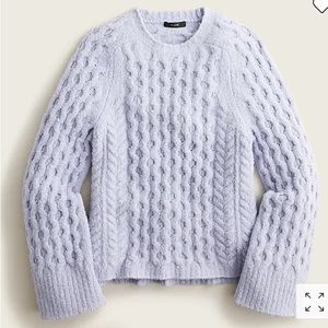 J Crew Cotton Boucle Cableknit Sweater Lilac